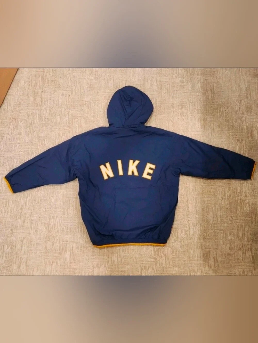 Vintage Y2K Nike Winter Jacket Size Large Blue Full Zip Fleece Lined Hooded  90s